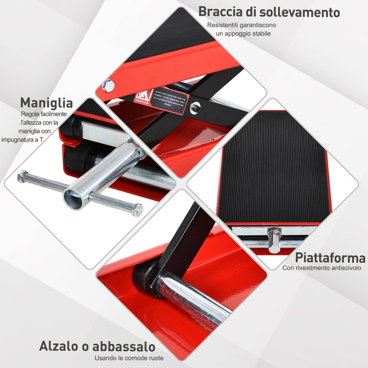 easycomfort easycomfort cavalletto alza moto sollevatore a forbice in acciaio con piattaforma rivestita in gomma