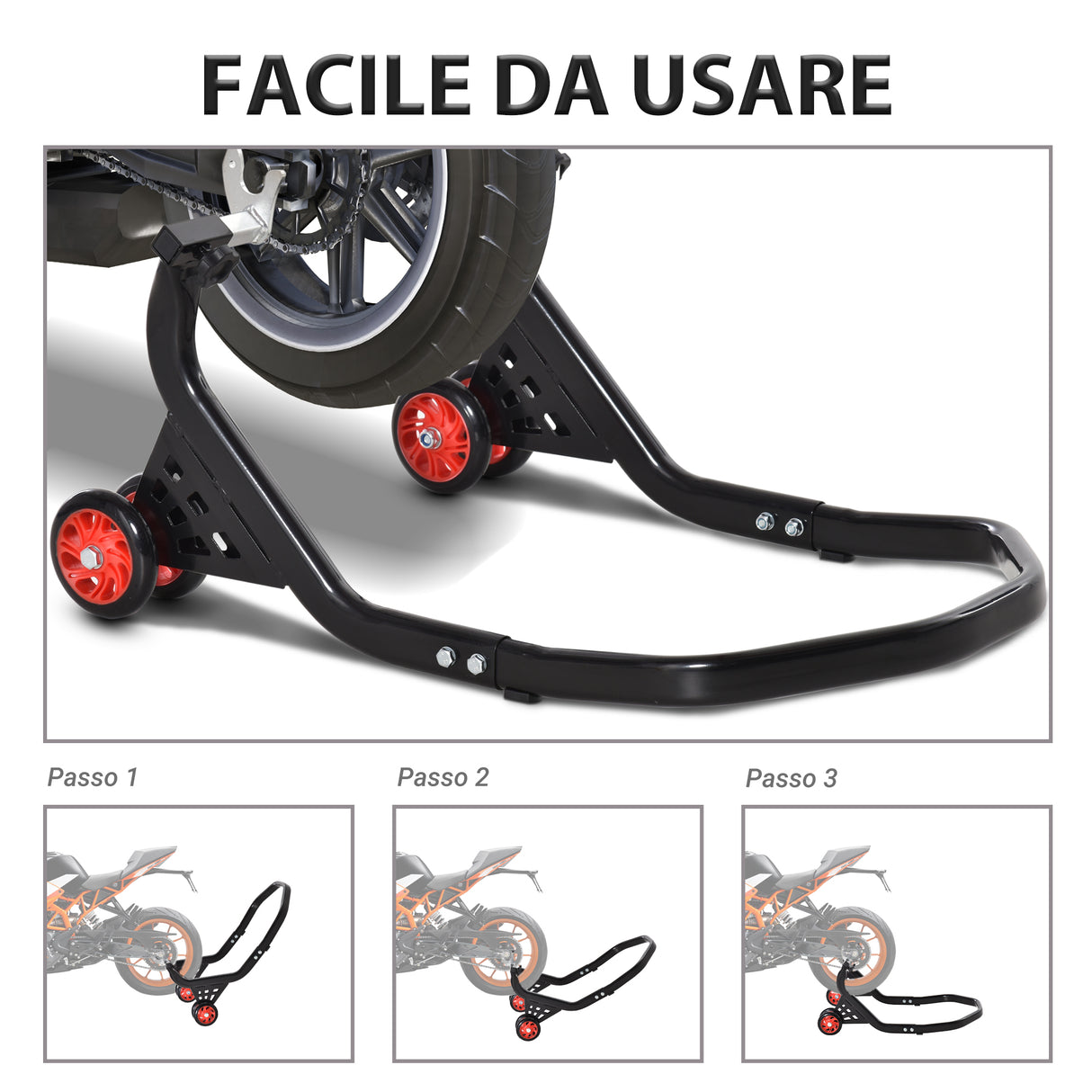easycomfort cavalletto alzamoto posteriore universale e regolabile cavalletto spostamoto per moto sportive fino 200kg nero