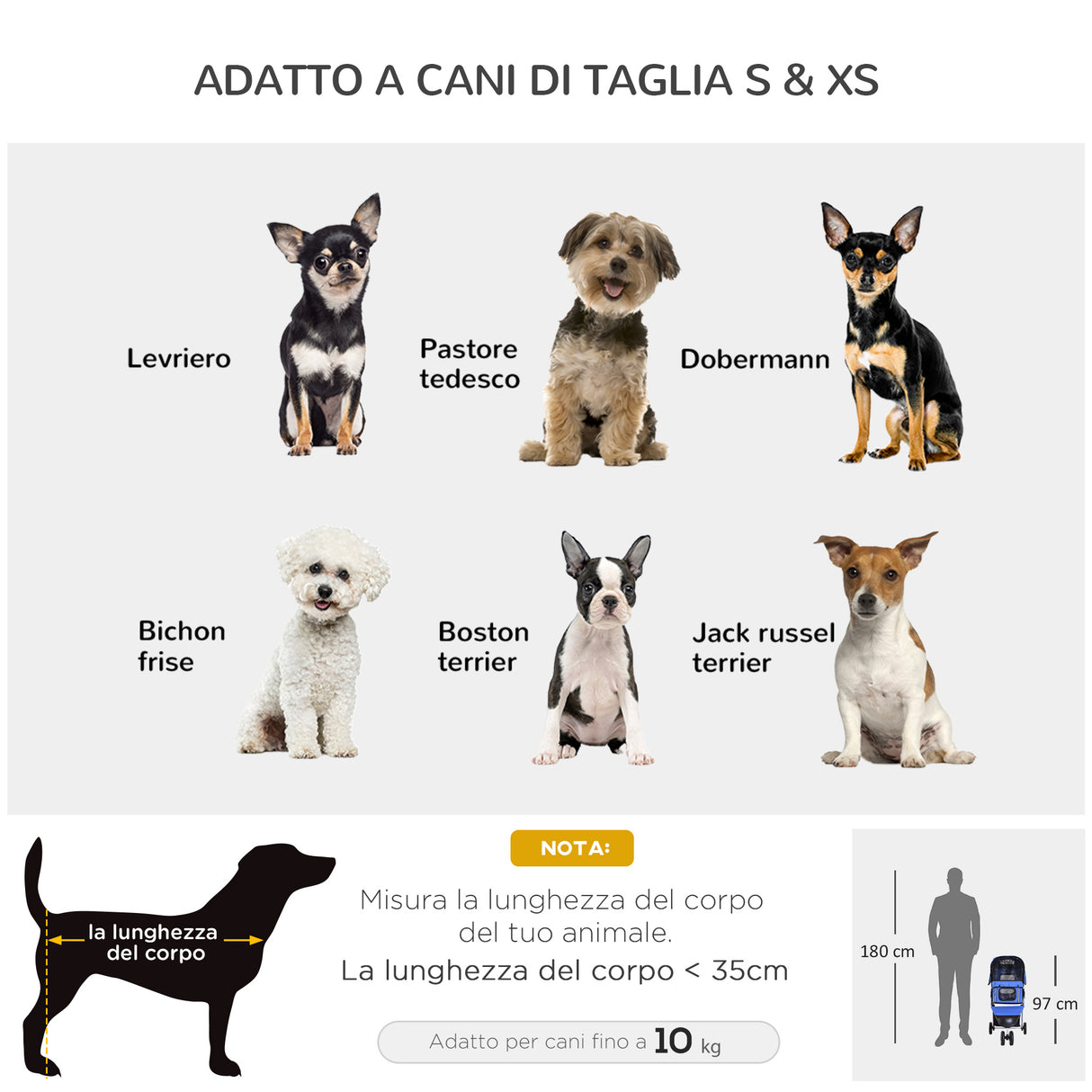 easycomfort easycomfort passeggino per cani carrello per animali domestici blu 75 x 45 x 97cm