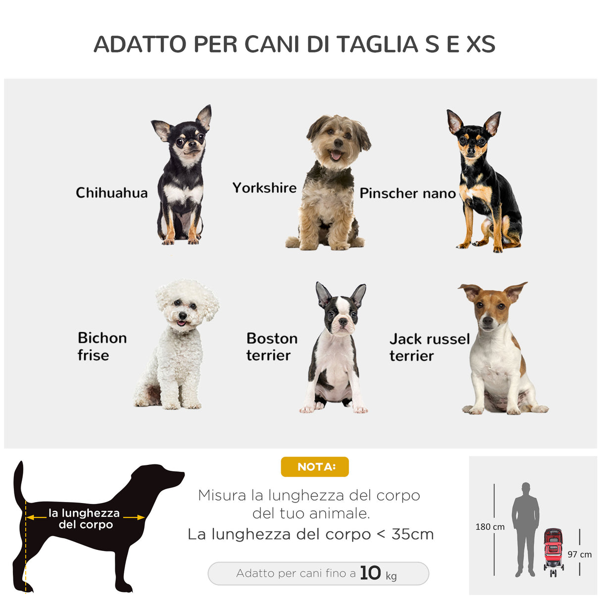 easycomfort easycomfort passeggino per cani carrello per animali domestici rosso 75x45x97cm