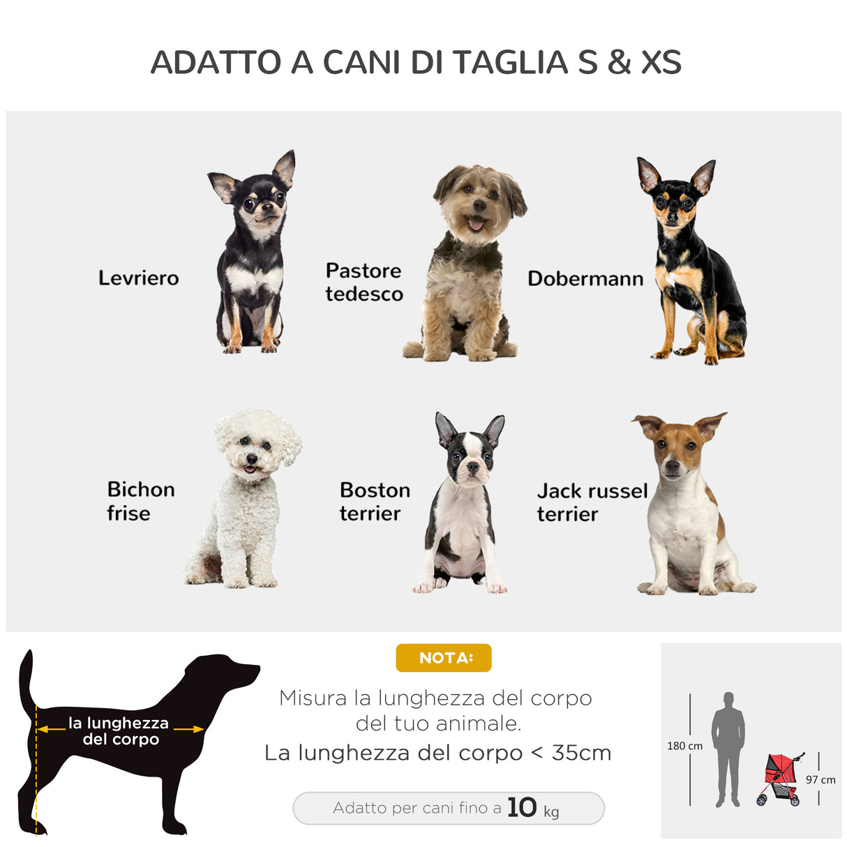 easycomfort easycomfort passeggino per cani pieghevole carrello per animali domestici rosso 75 x 45 x 97cm