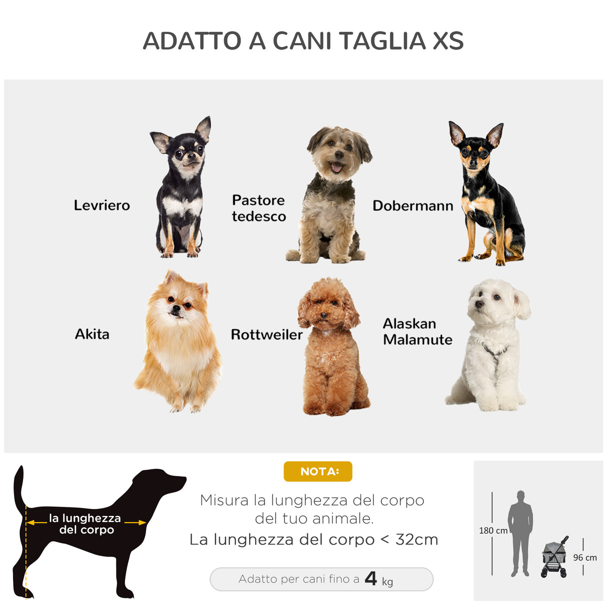 easycomfort passeggino per cani piccoli pieghevole con guinzaglio di sicurezza e cestino portaoggetti grigio