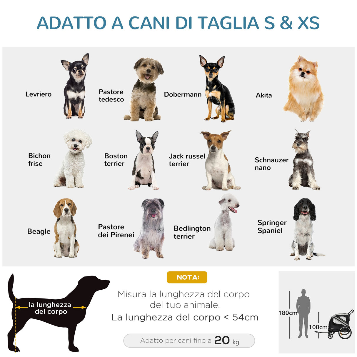 easycomfort rimorchio cani con ingresso a cerniera ruote e bandiera in acciaio e tessuto oxford grigio nero argento