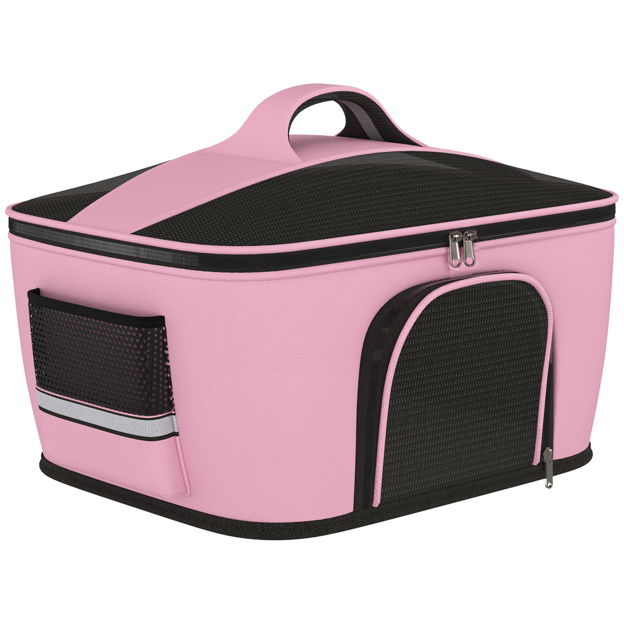 easycomfort borsa trasportino per cani e gatti con 2 porte a cerniera 50x35x36cm rosa