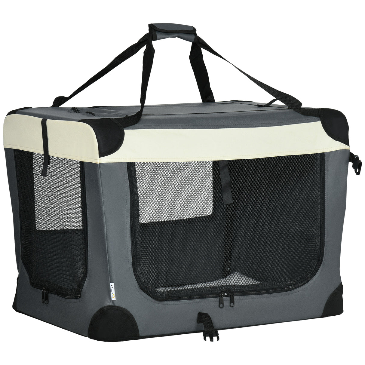 easycomfort trasportino per cani e gatti fino 4kg pieghevole con 3 aperture e cuscino 70x51x50cm grigio