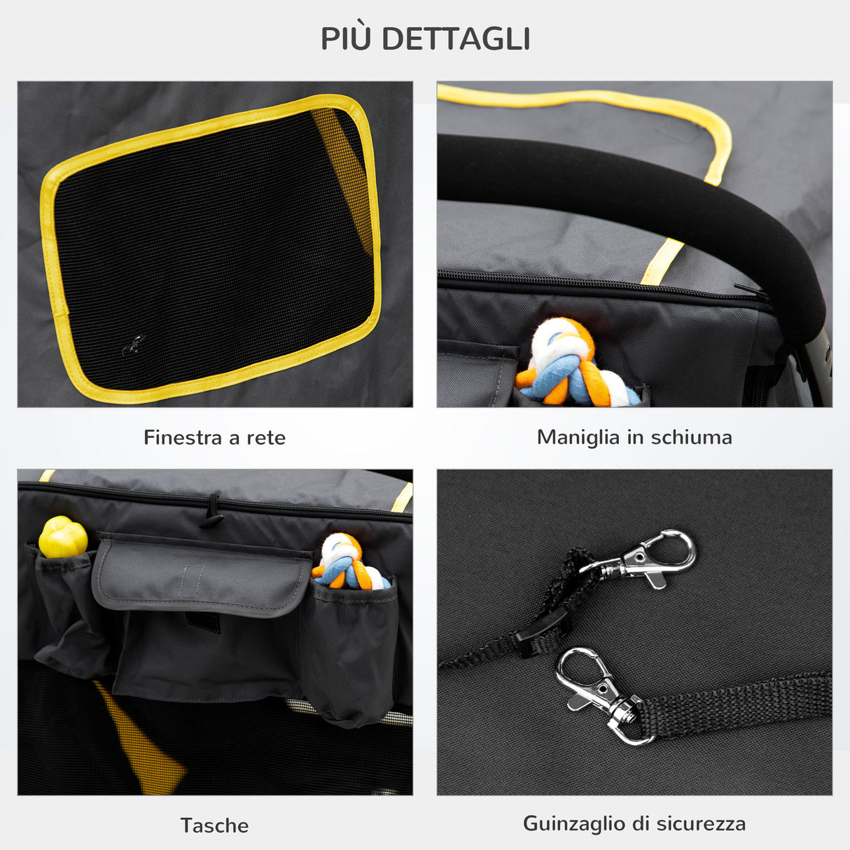 easycomfort passeggino pieghevole per cani di taglia media con ingressi a cerniera e finestre a rete 112x65x100 cm