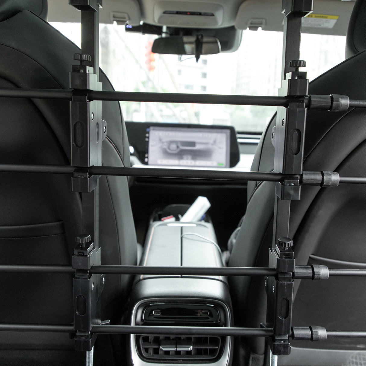 easycomfort divisorio auto per cani in acciaio e pp regolabile in larghezza e altezza 89 150x76 124 cm nero