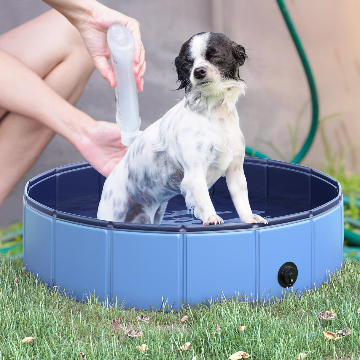 easycomfort easycomfort piscina per cani animali domestici portatile pieghevole in pvc blu o80x20cm