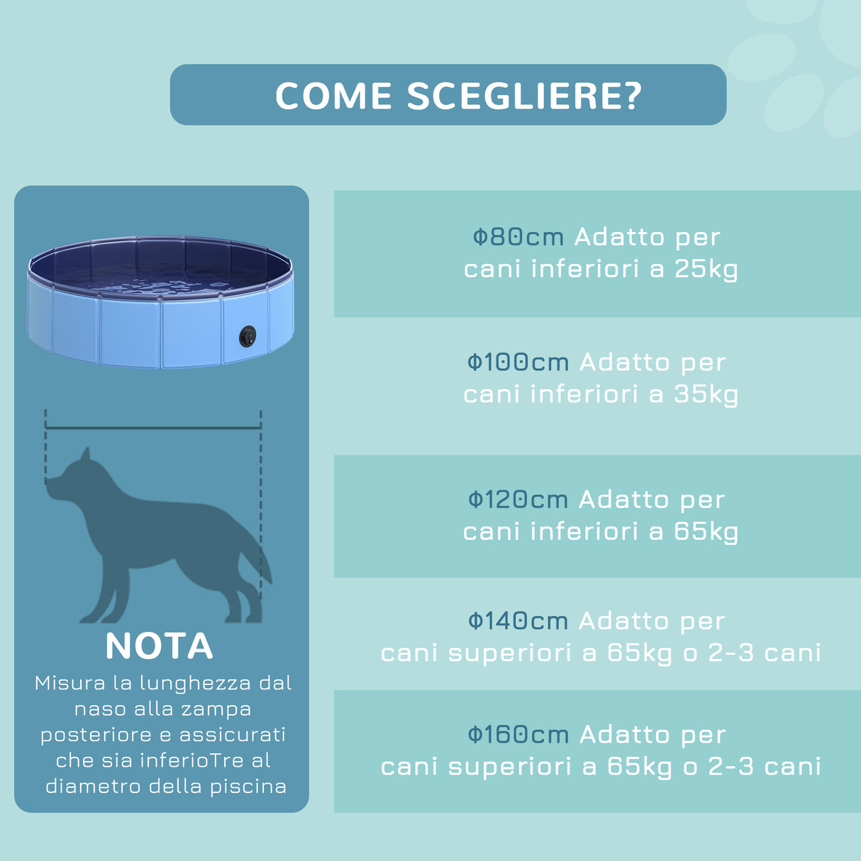 easycomfort easycomfort piscina per cani animali domestici portatile pieghevole in pvc blu o80x20cm
