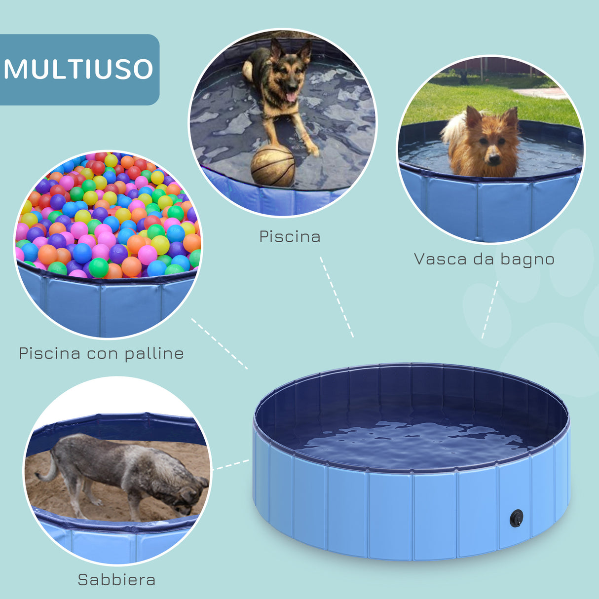 easycomfort easycomfort piscina in plastica bordo stabile per cani animali domestici blu 120x30cm
