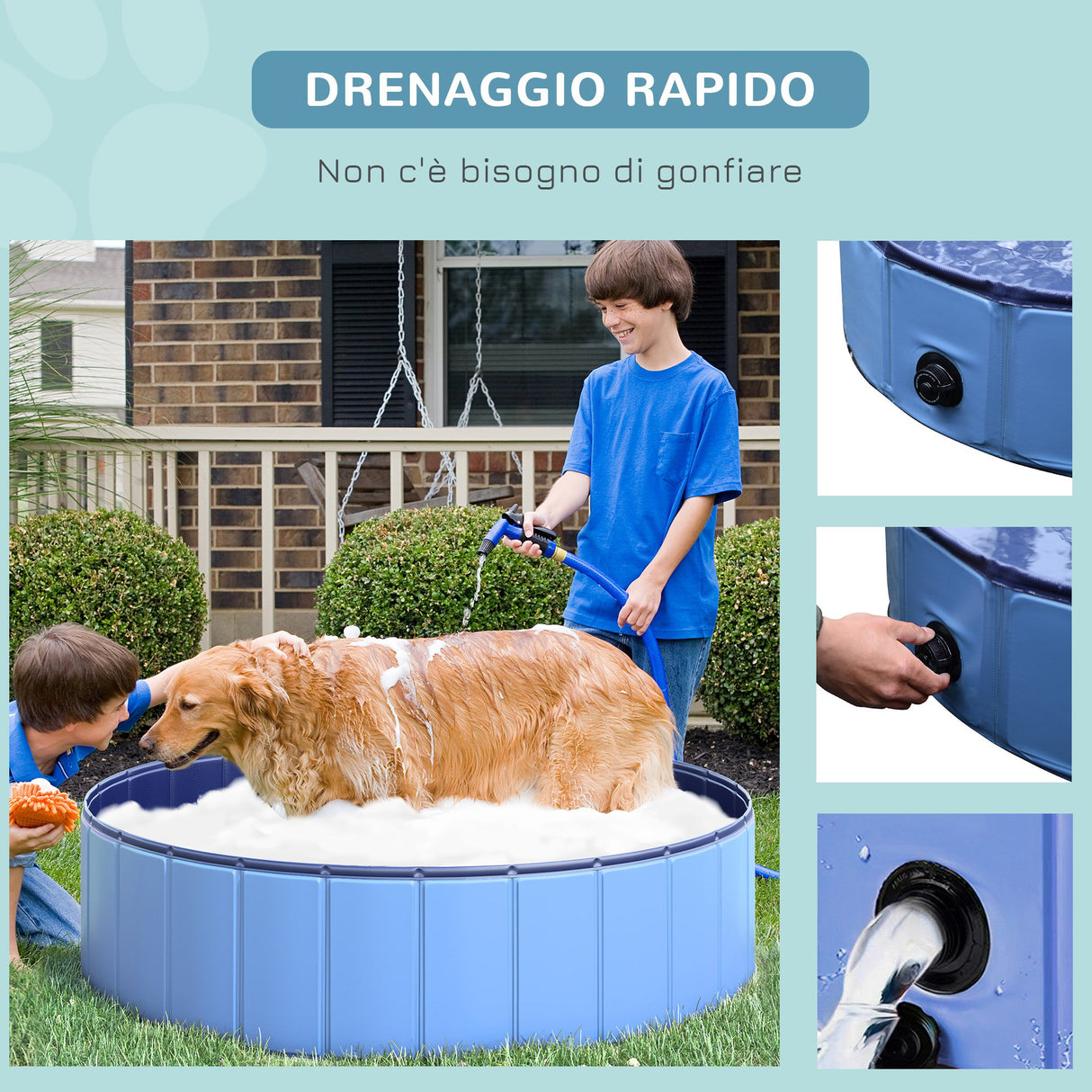 easycomfort easycomfort piscina in plastica bordo stabile per cani animali domestici blu 120x30cm