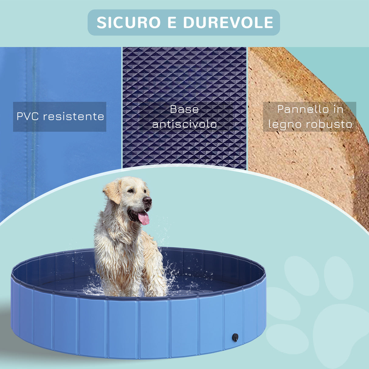 easycomfort easycomfort piscina pieghevole per cani in pvc azzurro 140x30cm oxh