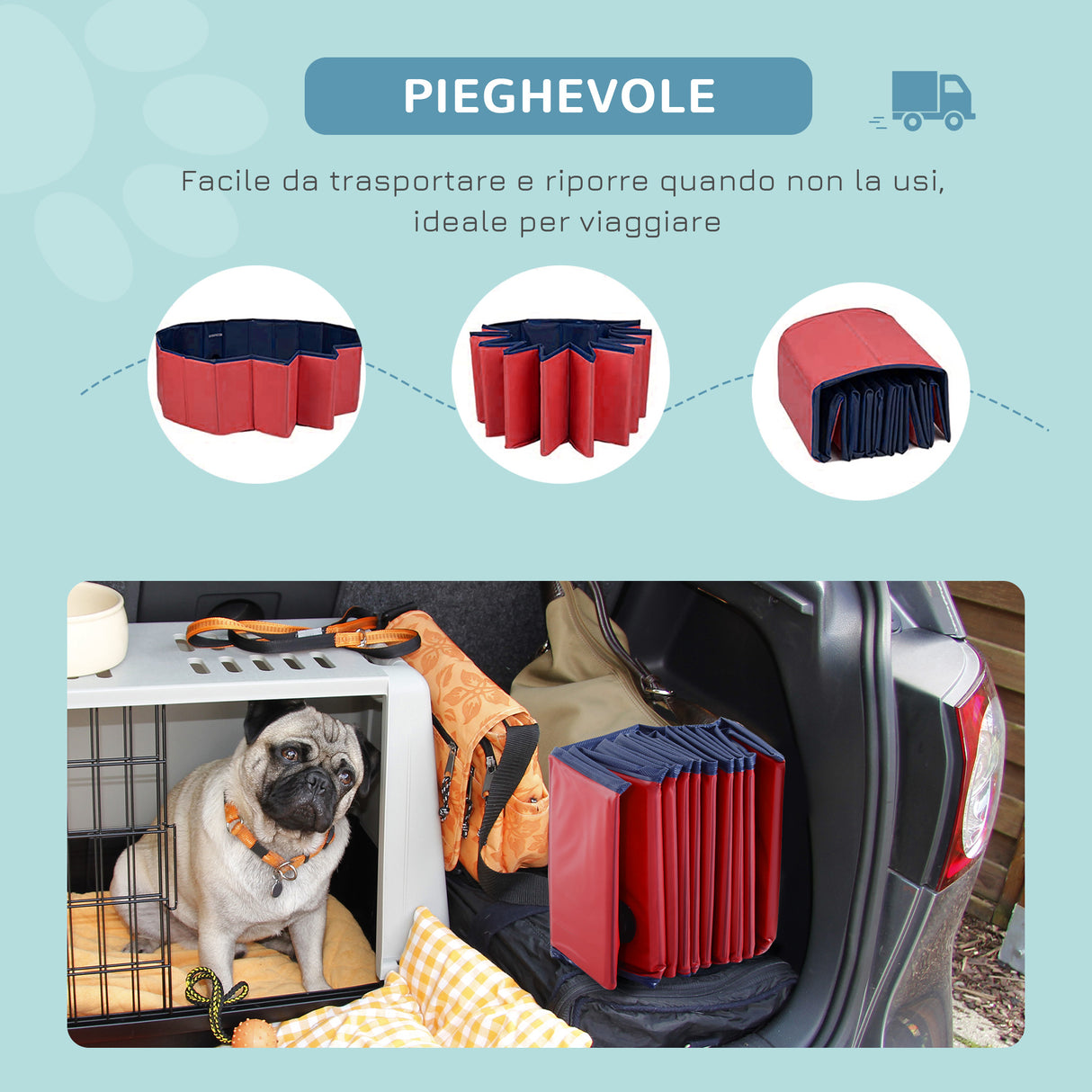 easycomfort easycomfort piscina pieghevole per cani in pvc rosso 140x30cm oxh