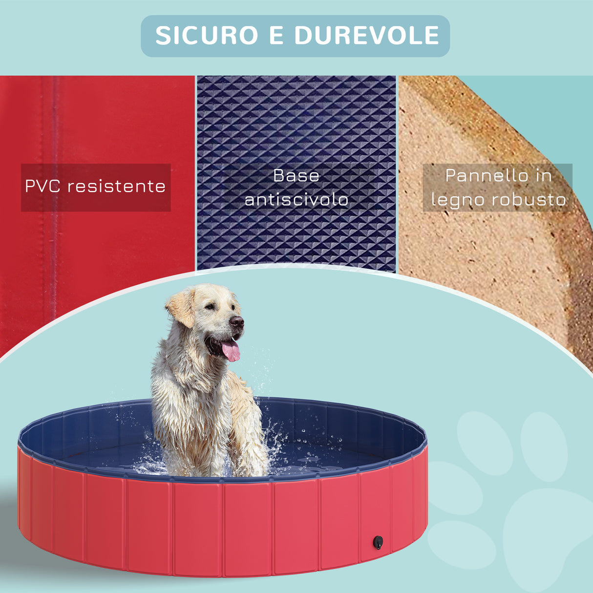 easycomfort easycomfort piscina pieghevole per cani in pvc rosso 140x30cm oxh