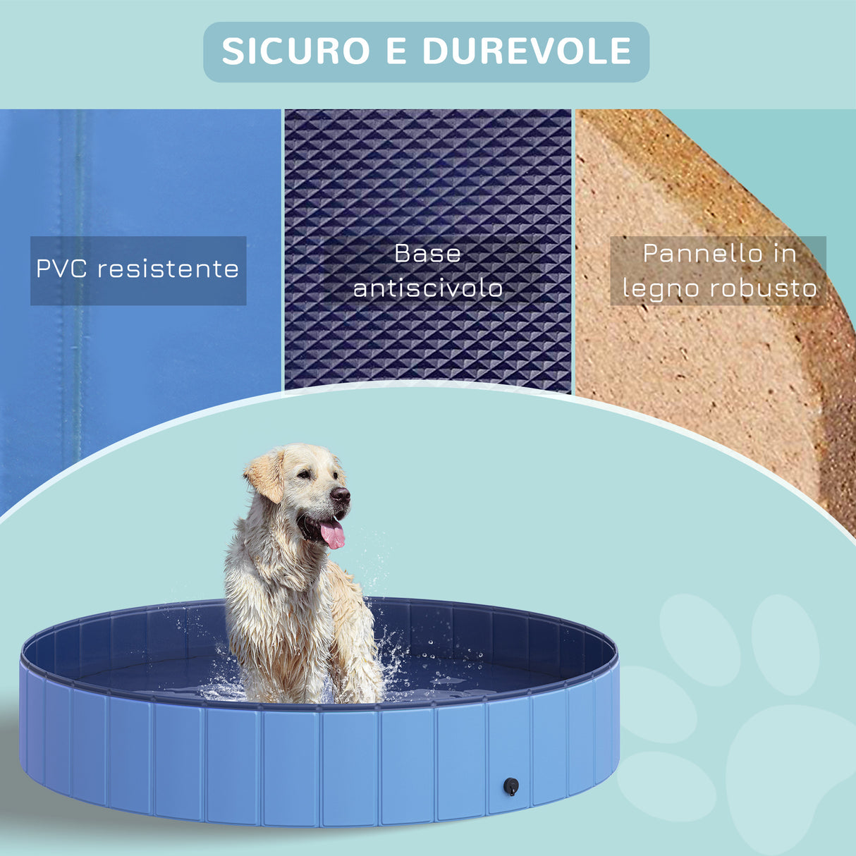 easycomfort easycomfort piscina pieghevole per cani in pvc azzurro 160x30cm oxh