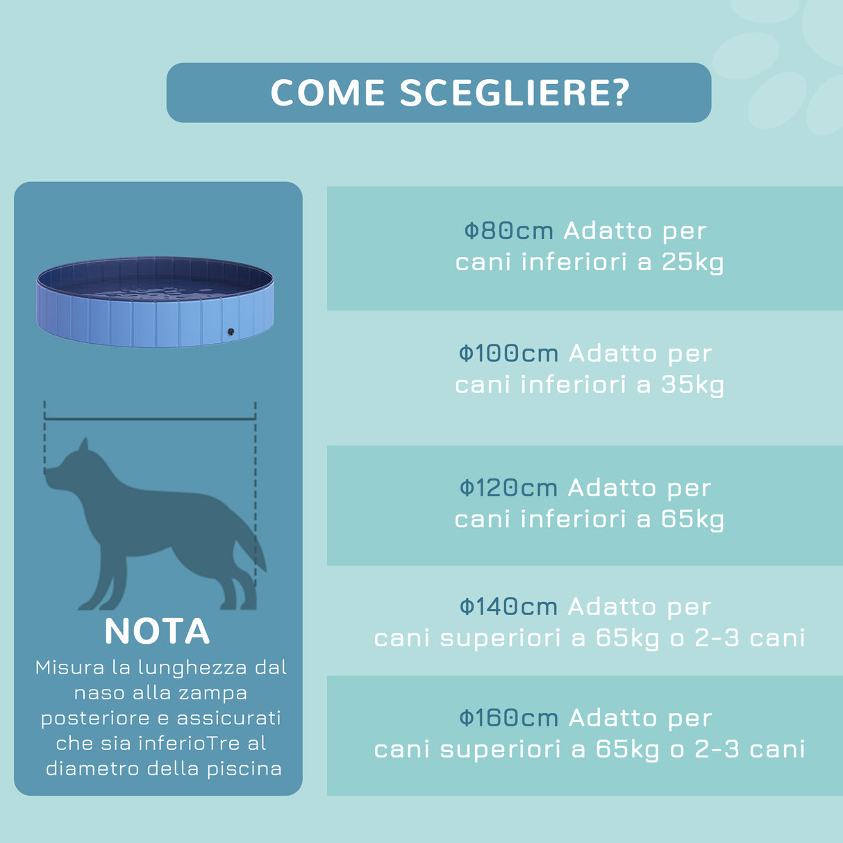 easycomfort easycomfort piscina pieghevole per cani in pvc azzurro 160x30cm oxh
