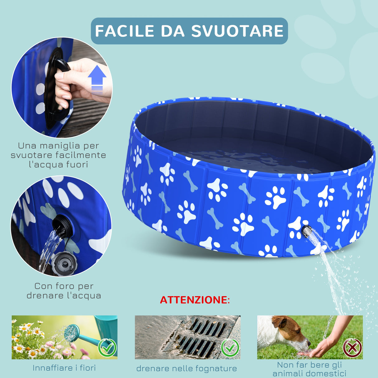 easycomfort easycomfort piscina rigida per cani taglia piccola 35kg in plastica dura e antiscivolo per giardino o interni blu 100x30cm