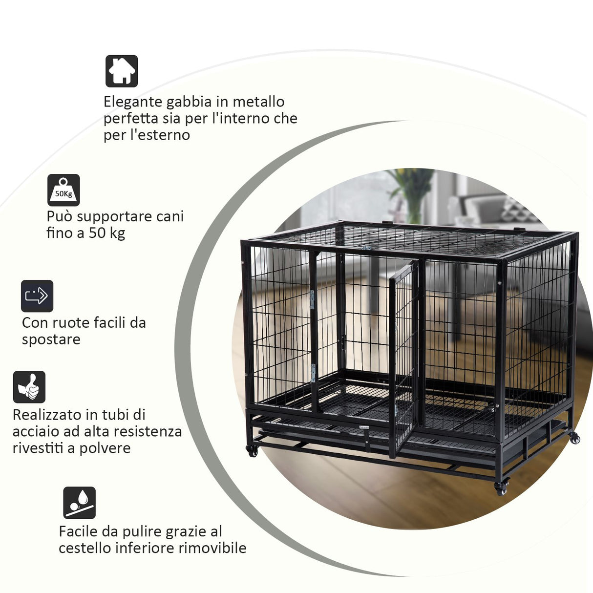 easycomfort easycomfort gabbia box per cani cuccioli da interno esterno con rotelle 92 62 75cm