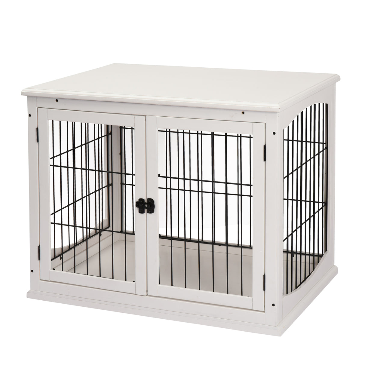 easycomfort casetta per cani fino 30kg da interno in legno e acciaio 58.5x81x 66cm bianco