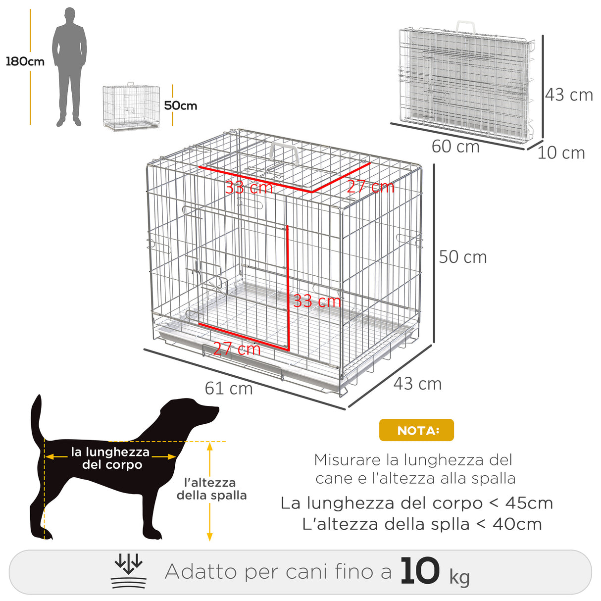 easycomfort easycomfort kennel gabbia per cani pieghevole in acciaio porta con blocco