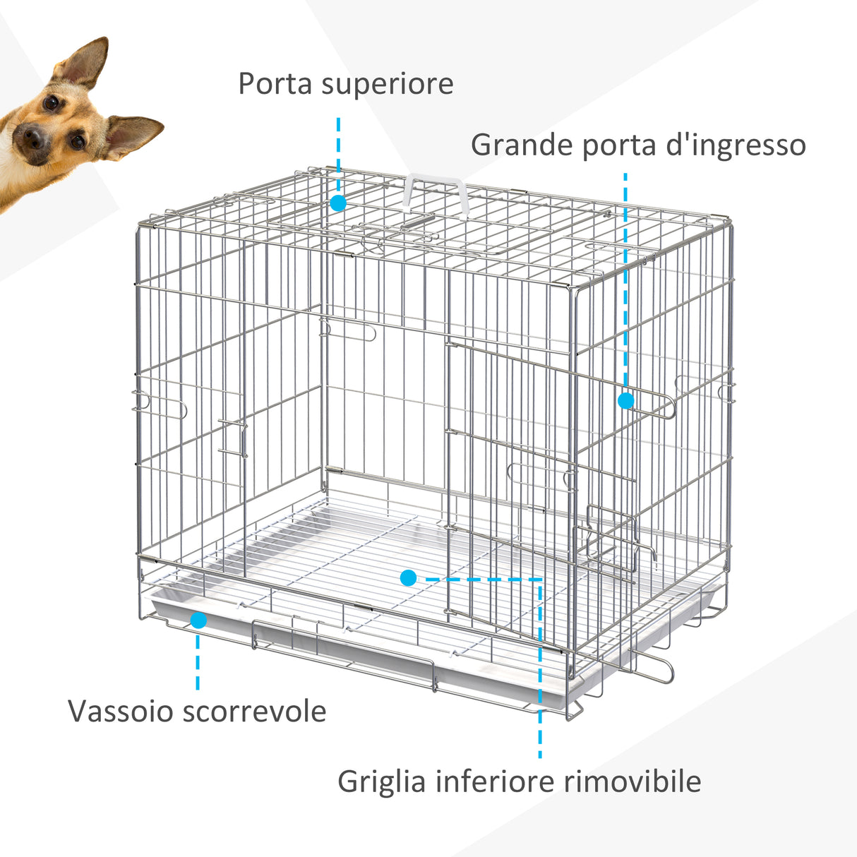 easycomfort easycomfort kennel gabbia per cani pieghevole in acciaio porta con blocco