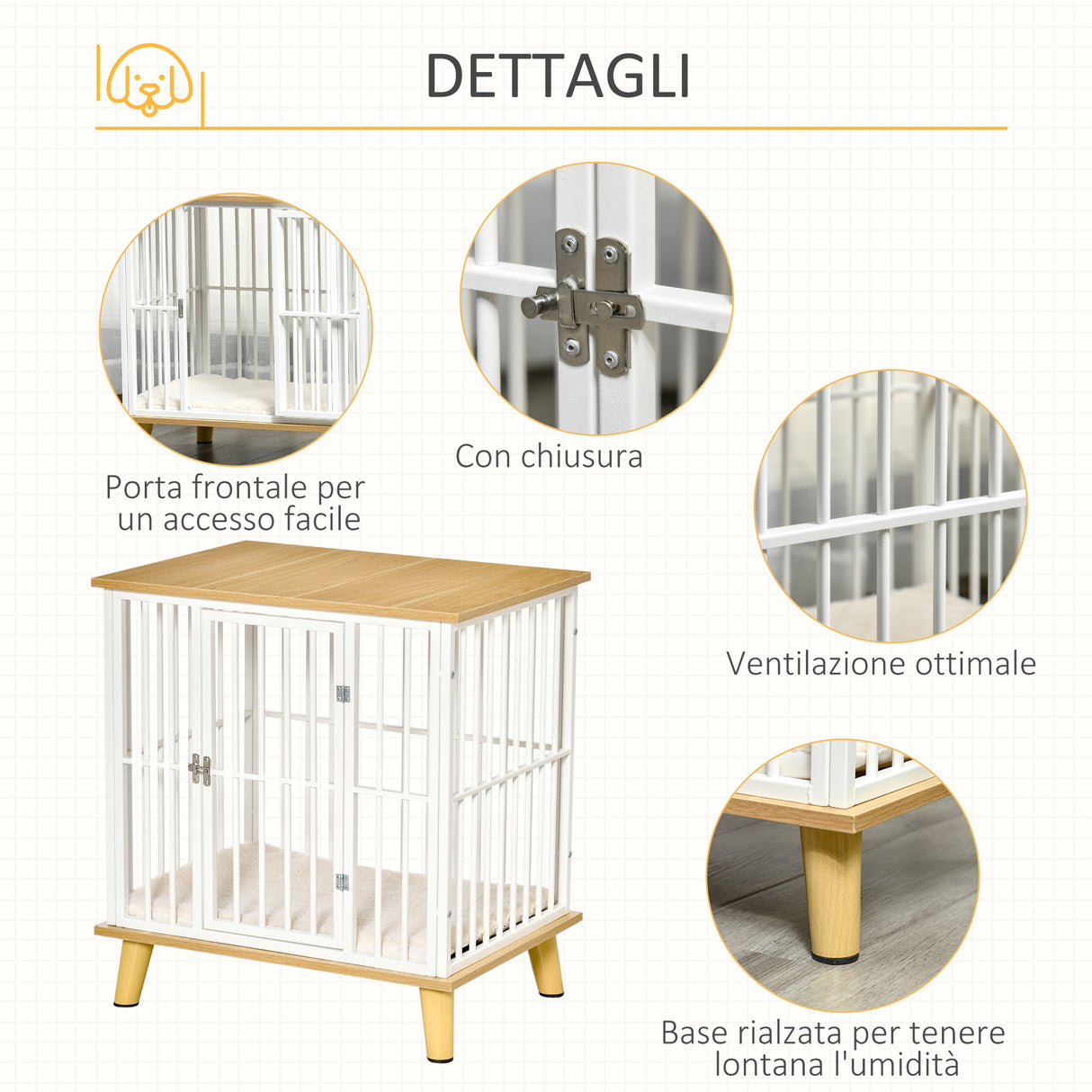 easycomfort easycomfort casetta per cani piccoli da interno con cuscino rimovibile e lavabile 64 5x48x 70 5cm quercia