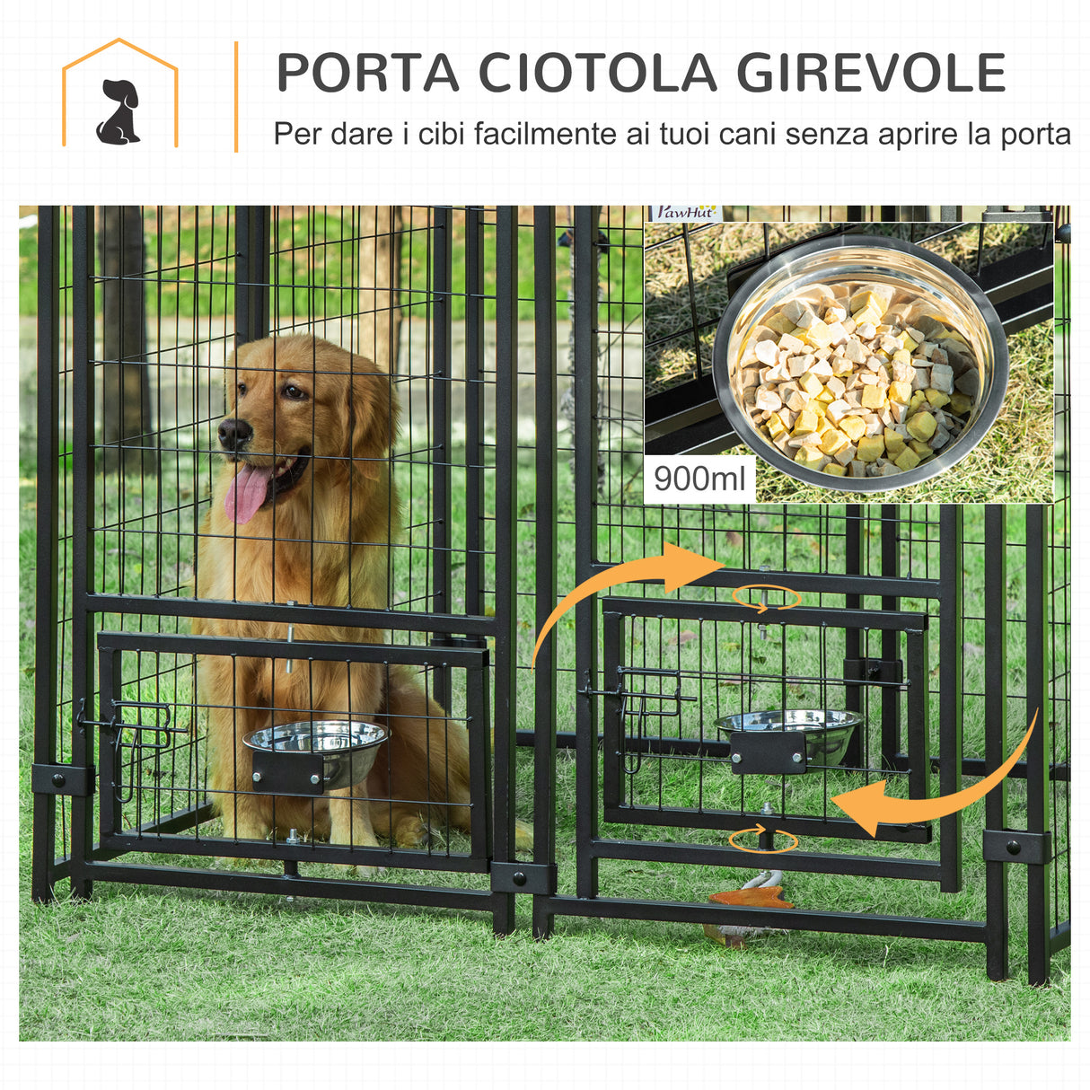 easycomfort easycomfort recinto per cani da esterno con serratura 2 ciotole girevoli e copertura rimovibile nero e rosso
