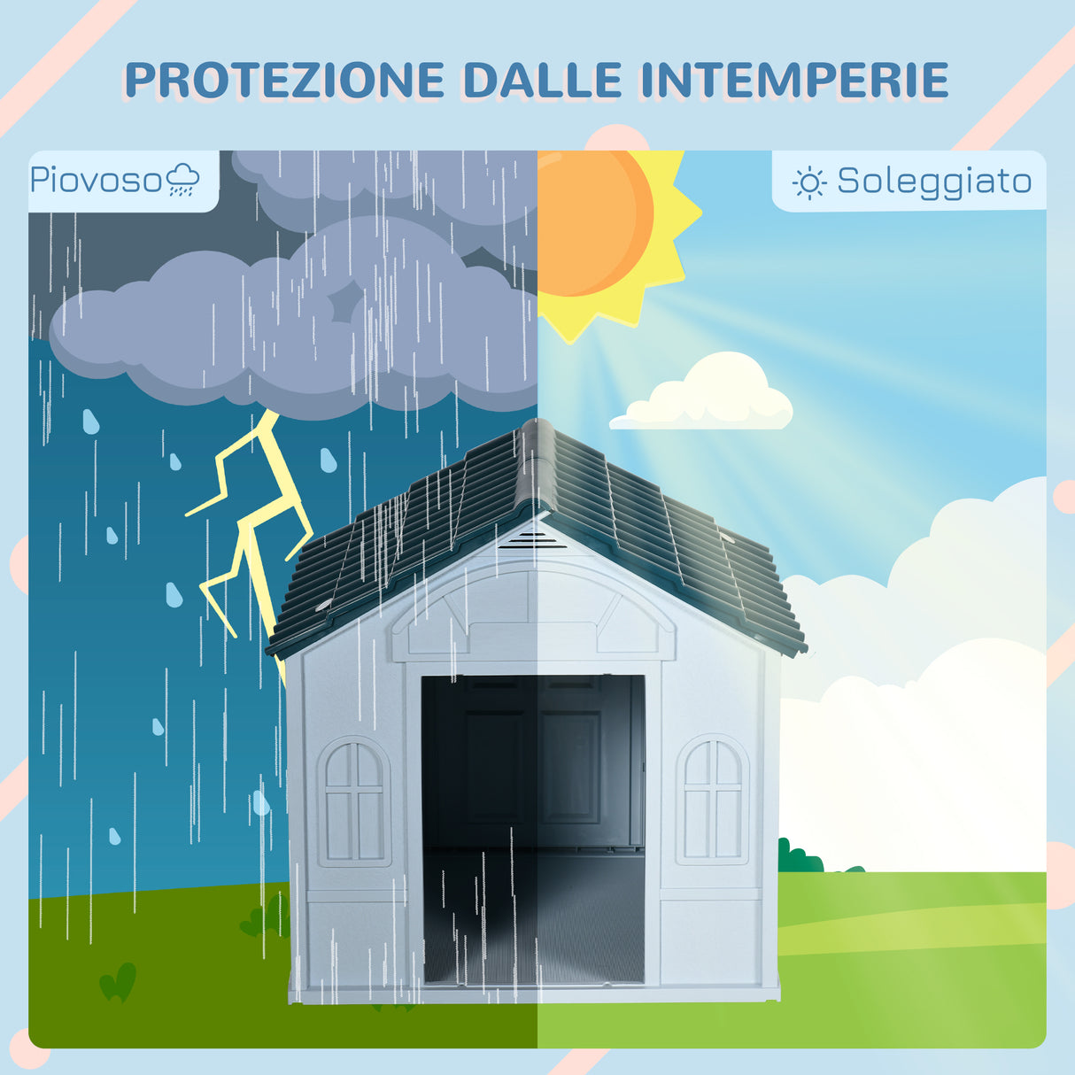 easycomfort cuccia per cani di taglia media e piccola max 20kg in pp impermeabile 65x75.7x63 cm blu