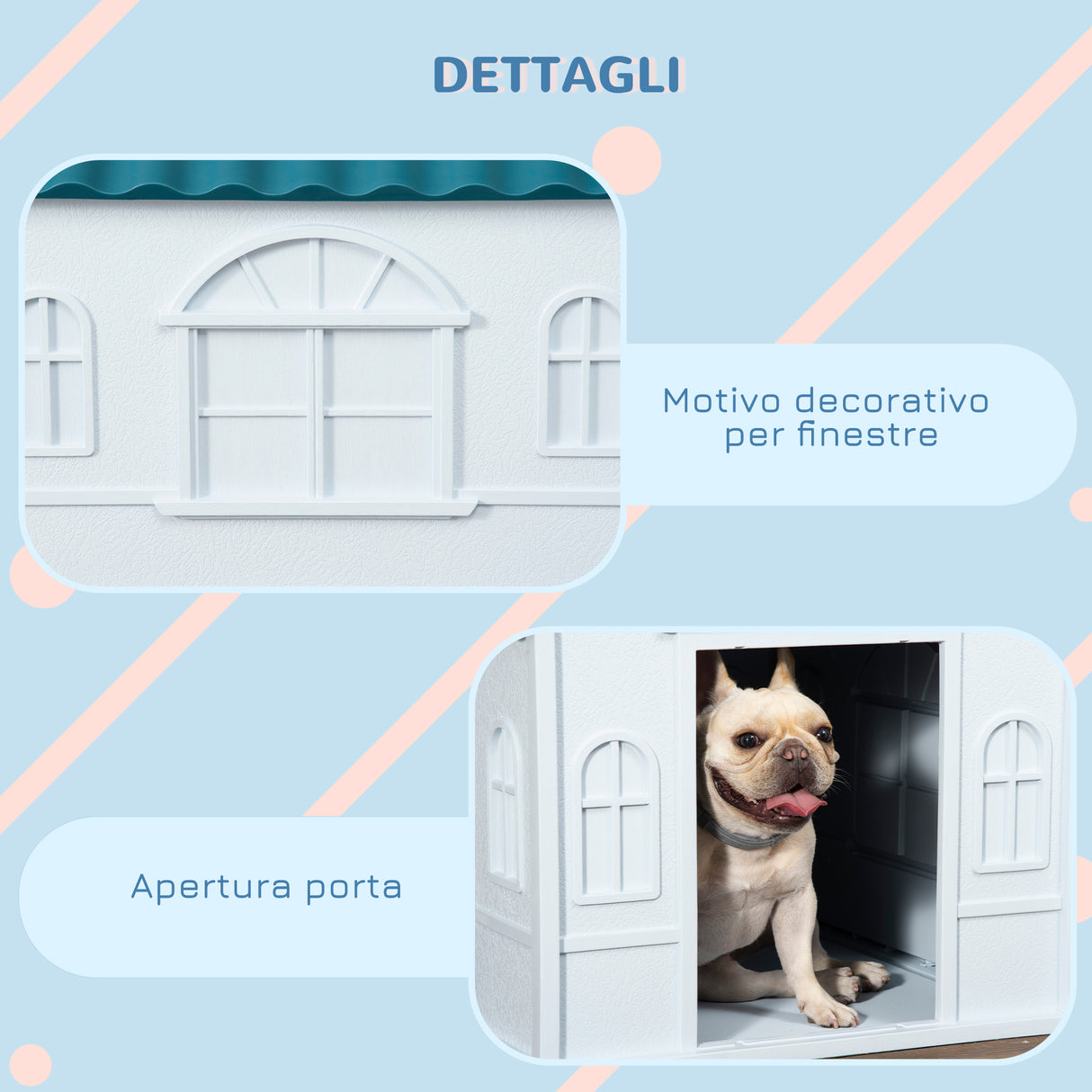 easycomfort cuccia per cani di taglia media e piccola max 20kg in pp impermeabile 65x75.7x63 cm blu
