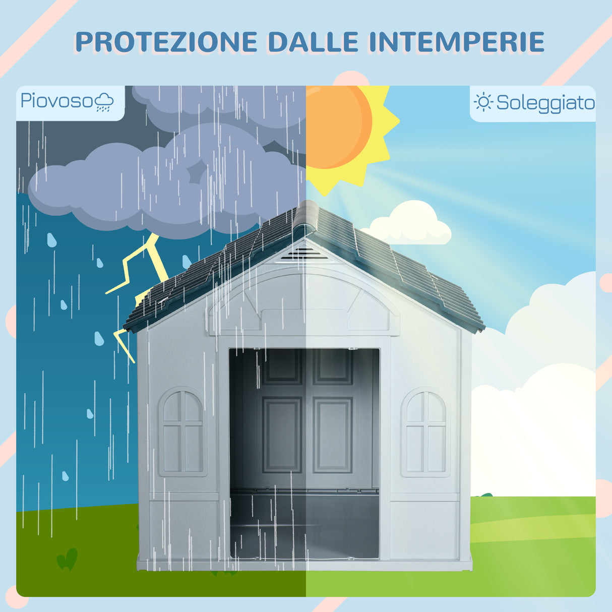 easycomfort cuccia per cani di taglia media e grande max 30kg in pp impermeabile 84.2x98.2x82cm blu