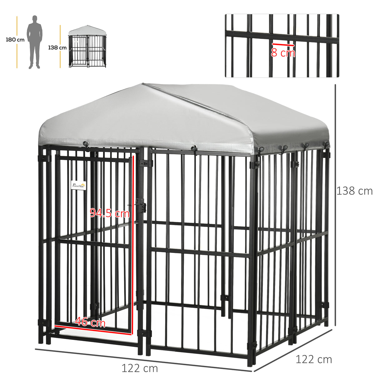 easycomfort easycomfort kennel recinto per cani di taglia piccola e media galline e anatre con tettuccio 122x122x13 cm