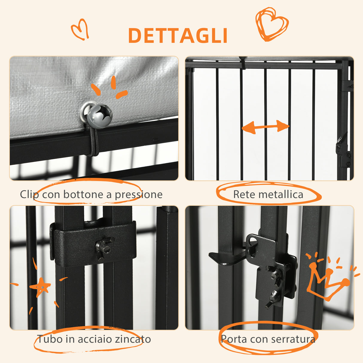 easycomfort easycomfort kennel recinto per cani di taglia piccola e media galline e anatre con tettuccio 122x122x13 cm