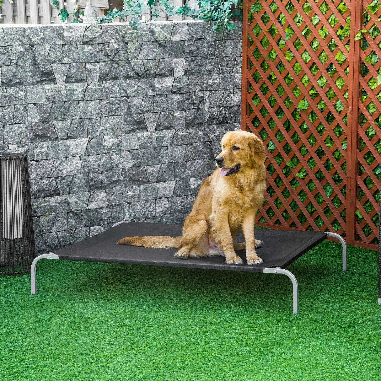 easycomfort lettino per cani da interno ed esterno capacita fino a 32kg con tessuto traspirante 130x90x20cm nero