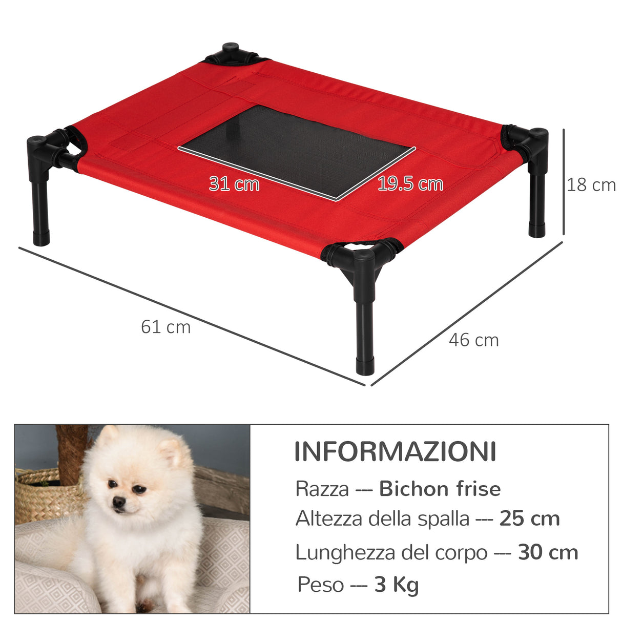 easycomfort easycomfort cuccia estiva brandina per cani fino a 11kg da esterno e da interno rossa