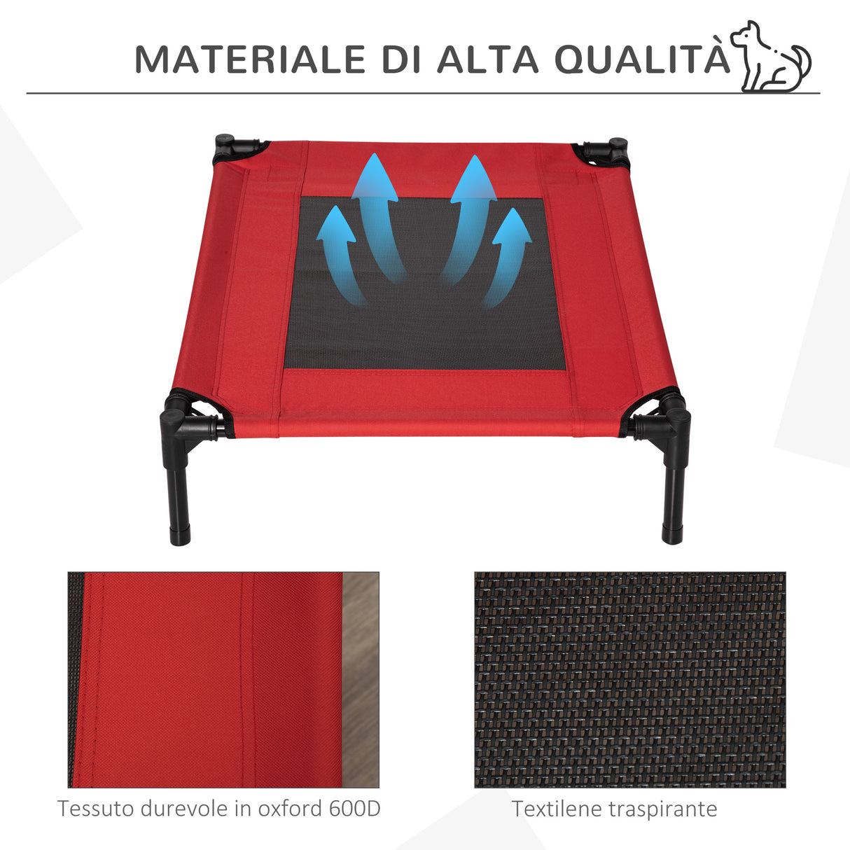 easycomfort cuccia estiva brandina per cani fino a 18kg da esterno e interno lettino per animali 76x61x18cm rosso