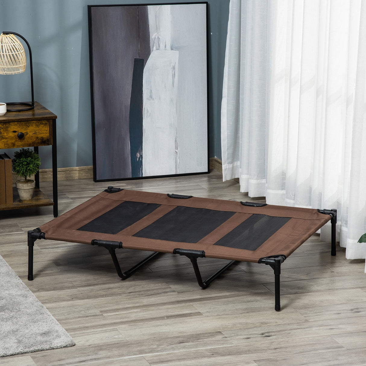 easycomfort easycomfort brandina lettino per cani pieghevole in metallo e tessuto oxford con sacca di trasporto 122x92x23cm marrone e nero