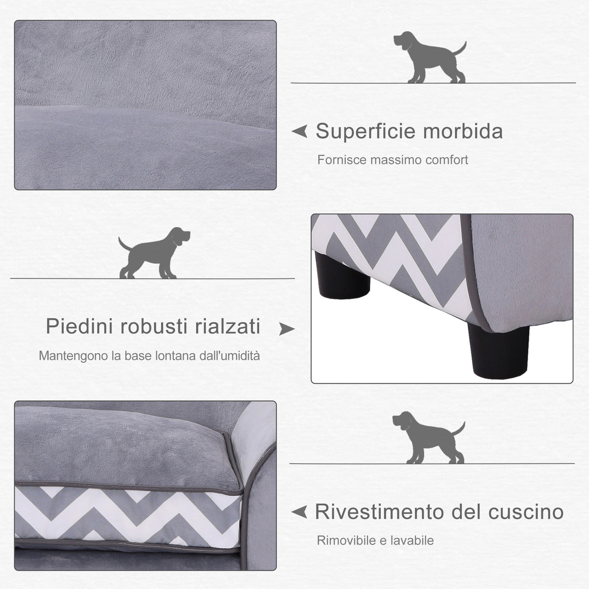 easycomfort easycomfort divanetti per cani cuccia per animali domestici grigio 73.5x41x33cm