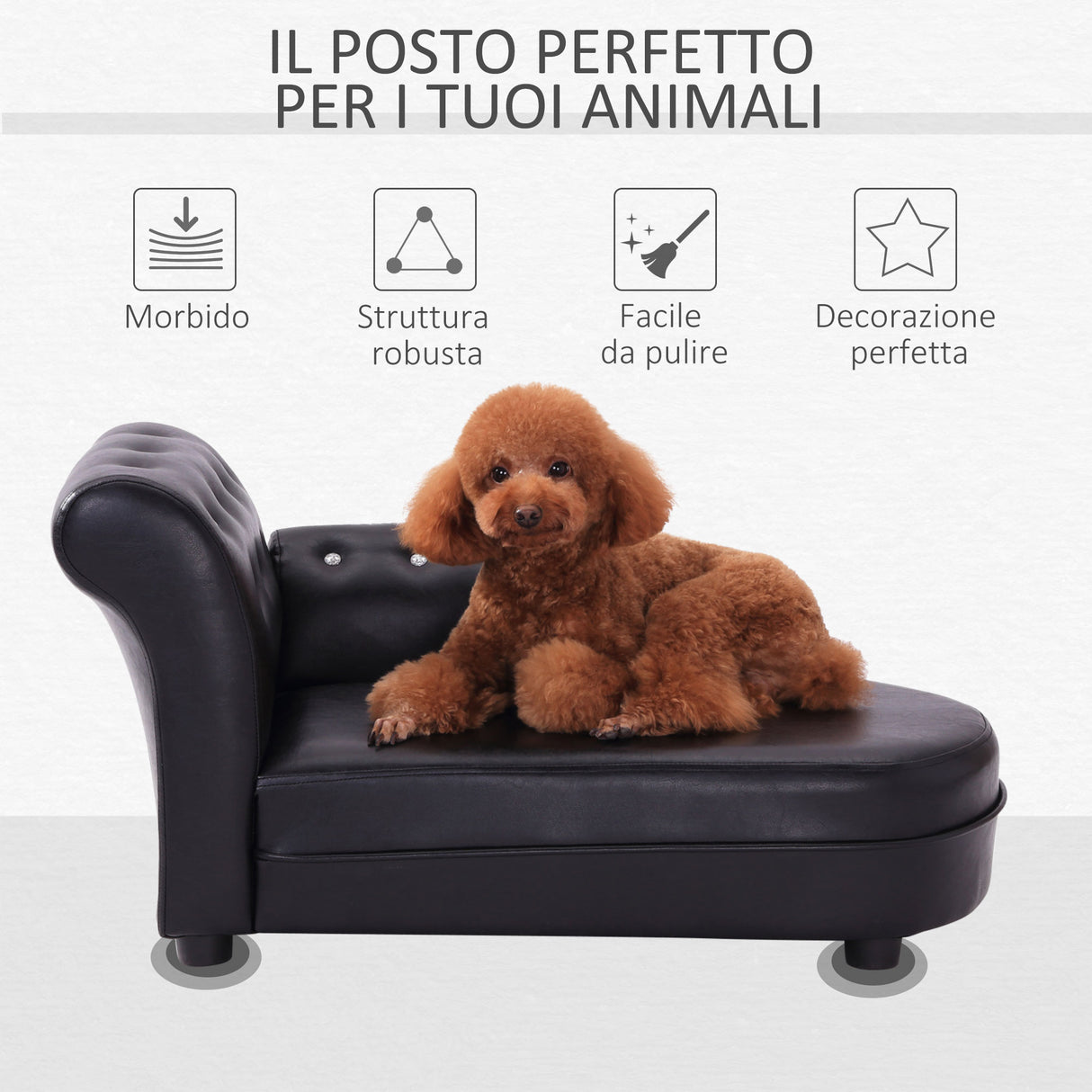 easycomfort easycomfort divanetti per cani chaise longue ottomana per animali nero 82.5x45x41.5cm
