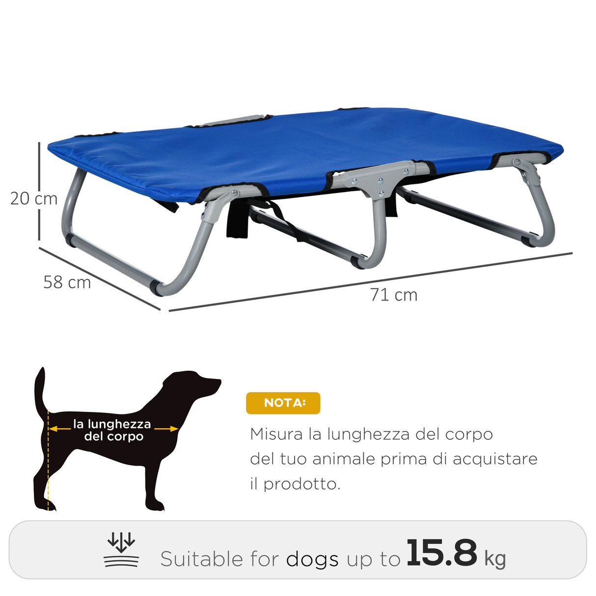easycomfort easycomfort brandine pieghevoli per cani in tessto oxford blu 71x58x18cm