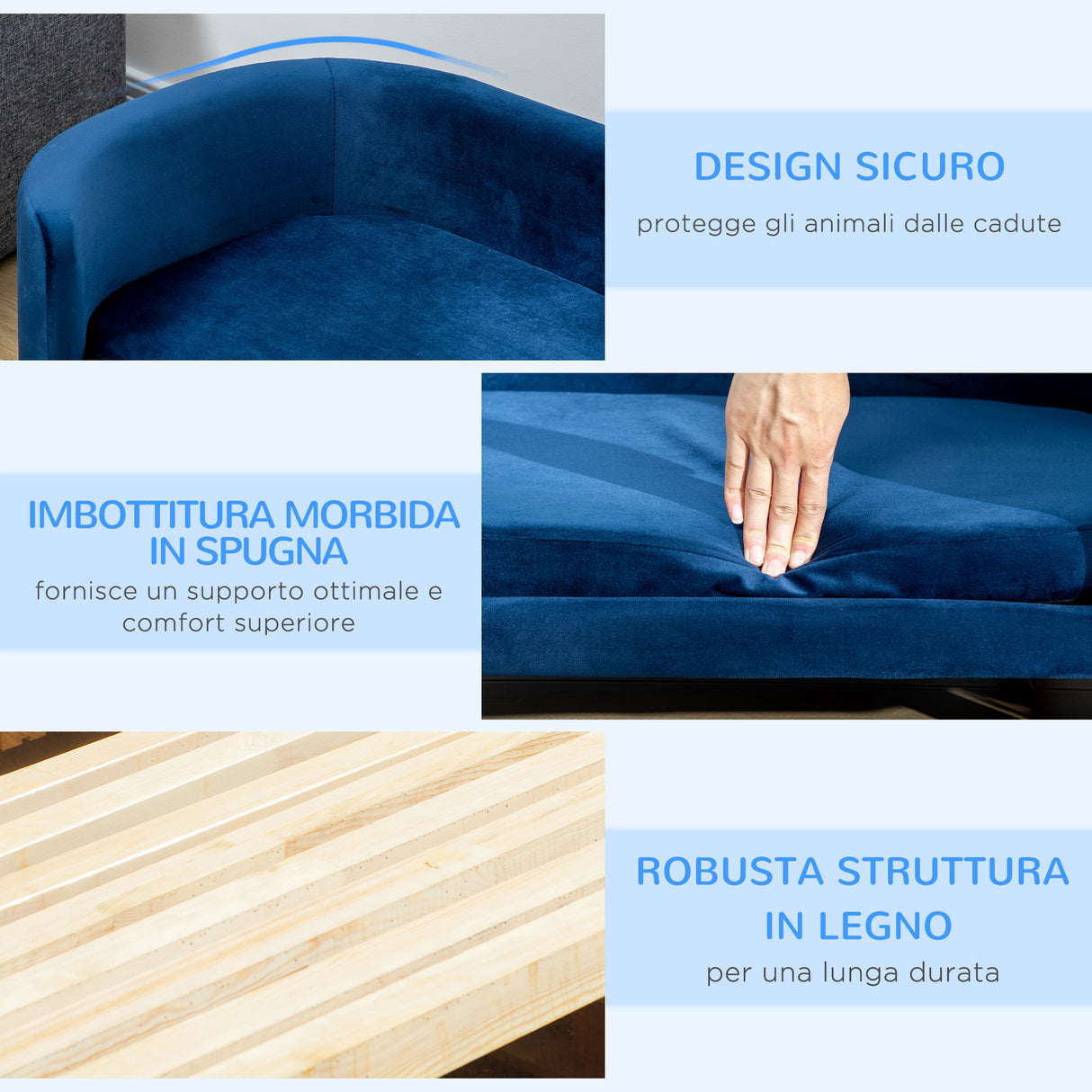 easycomfort cuccia da interni divano per gatti o cani di taglia piccola e media in velluto blu