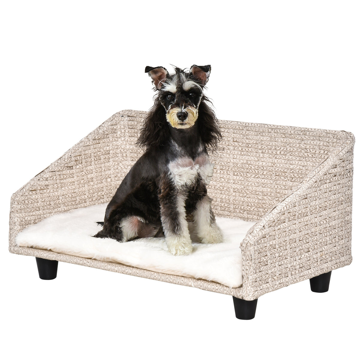 easycomfort easycomfort cuccia per cani e gatti rialzata in rattan con cuscino lavabile bianco lettino per animali da interno 70 5x40x37 5cm beige