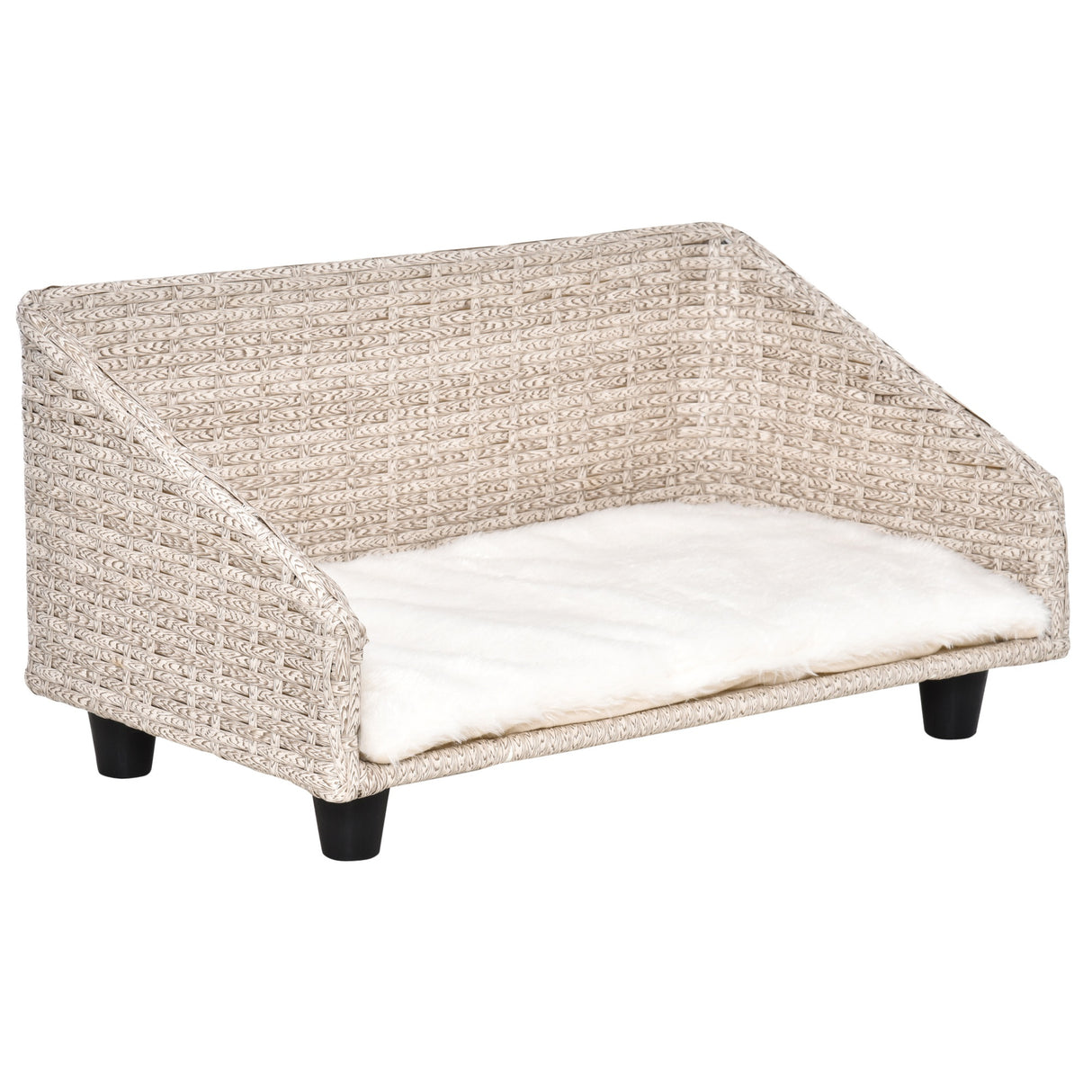 easycomfort easycomfort cuccia per cani e gatti rialzata in rattan con cuscino lavabile bianco lettino per animali da interno 70 5x40x37 5cm beige