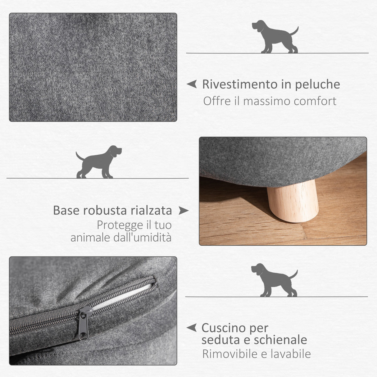 easycomfort easycomfort cuccia per cani di taglia piccola divanetto per cani da interno con cuscino lavabile 70x47x30cm grigio antracite