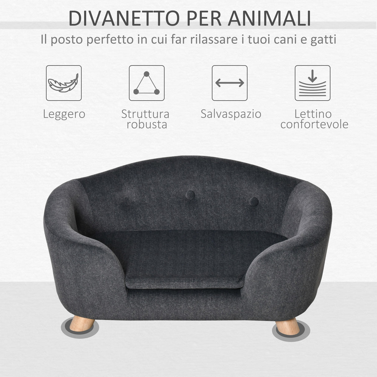 easycomfort easycomfort cuccia per cani di taglia piccola divanetto per cani da interno con cuscino lavabile 70x47x30cm grigio antracite