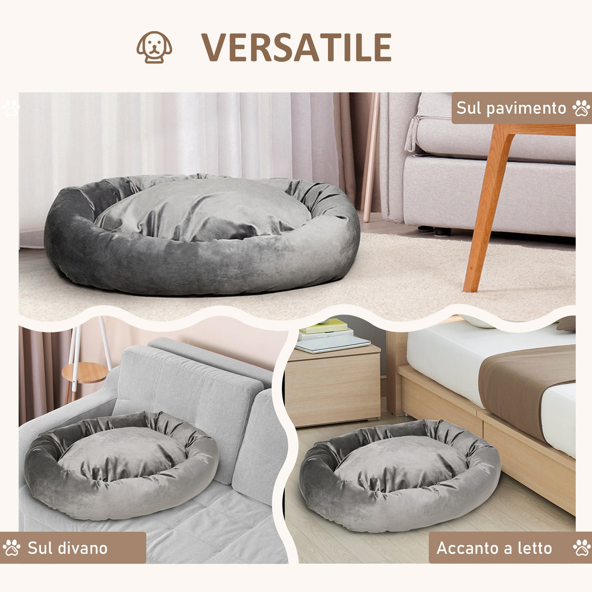 easycomfort easycomfort cuccia per cani imbottita con bordi rialzati e rivestimento sfoderabile 132x89x28cm grigio scuro