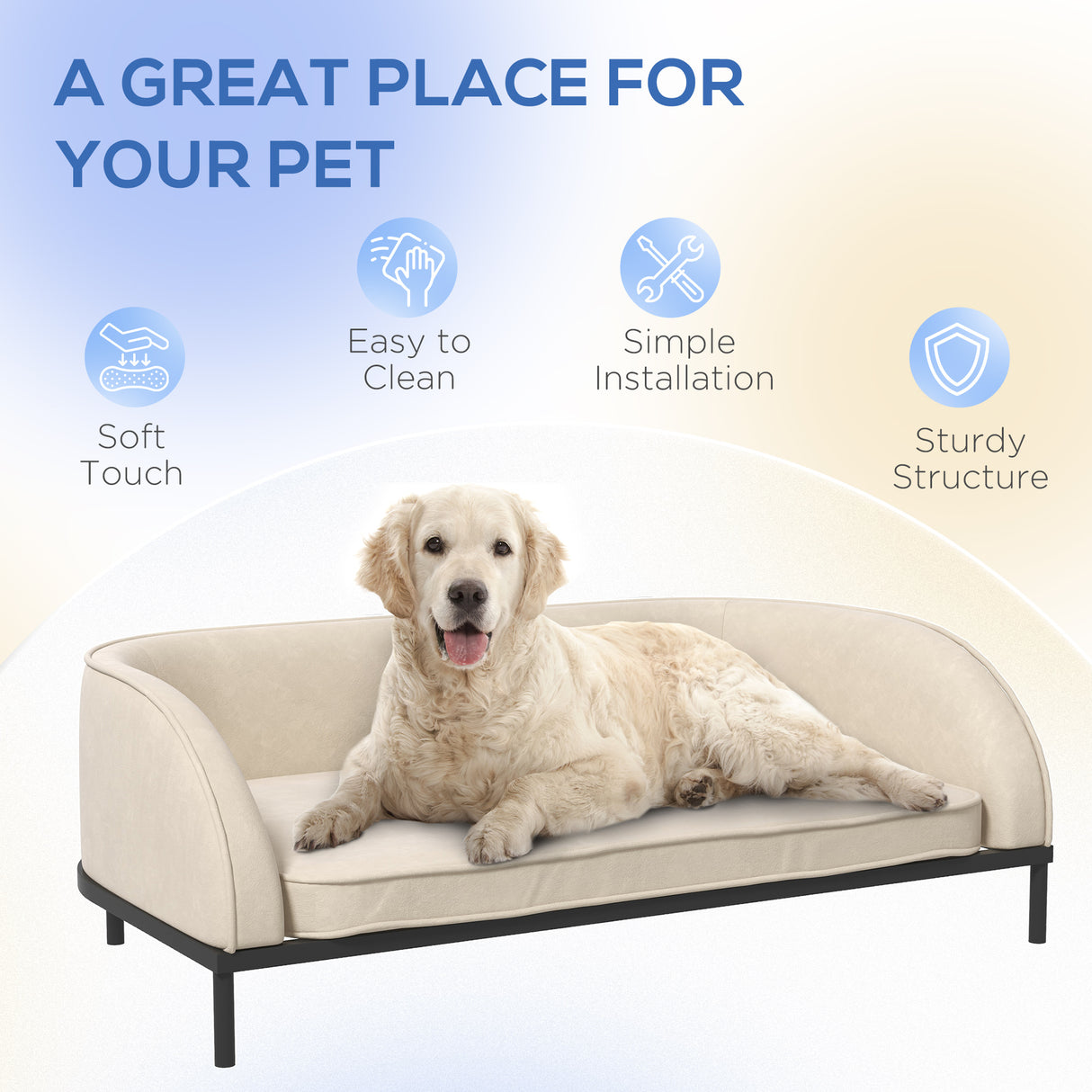 easycomfort easycomfort divano per cani taglia media e grande con cuscino rimovibile e sfoderabile vellutato crema