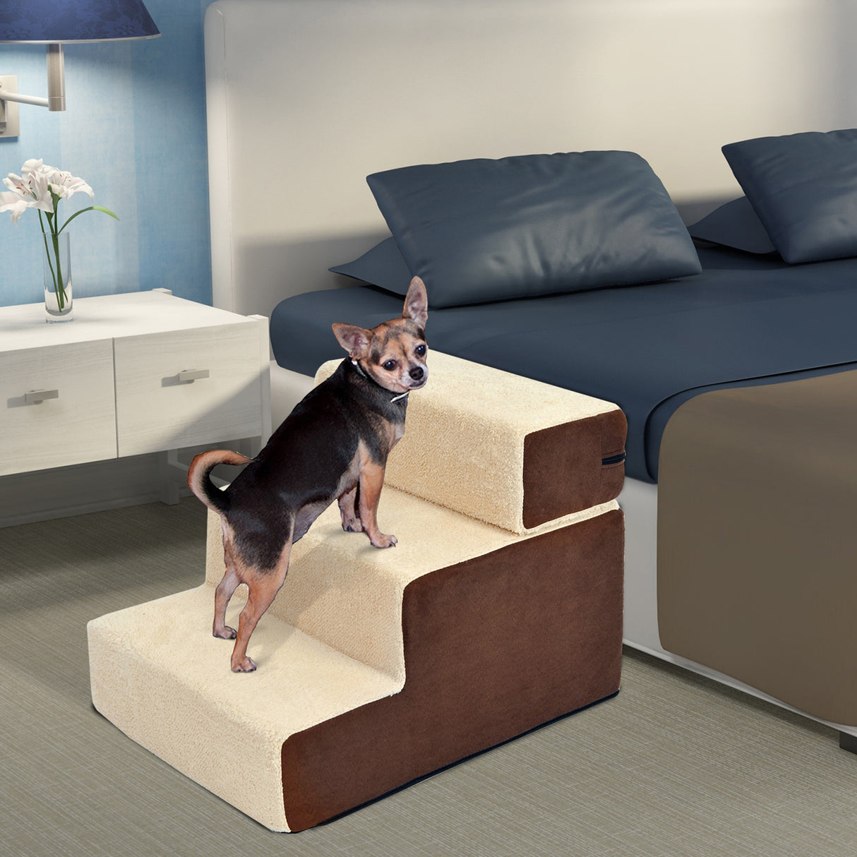 easycomfort easycomfort scaletta per cani 3 morbidi gradini rimovibili e antiscivolo 54x40x39cm