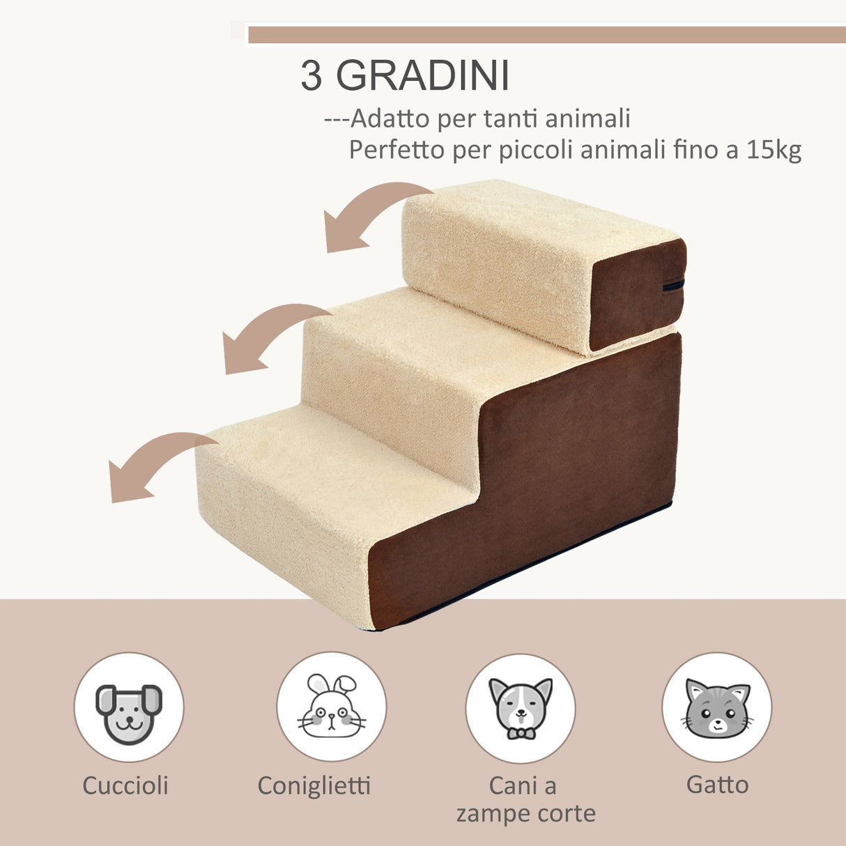 easycomfort easycomfort scaletta per cani 3 morbidi gradini rimovibili e antiscivolo 54x40x39cm