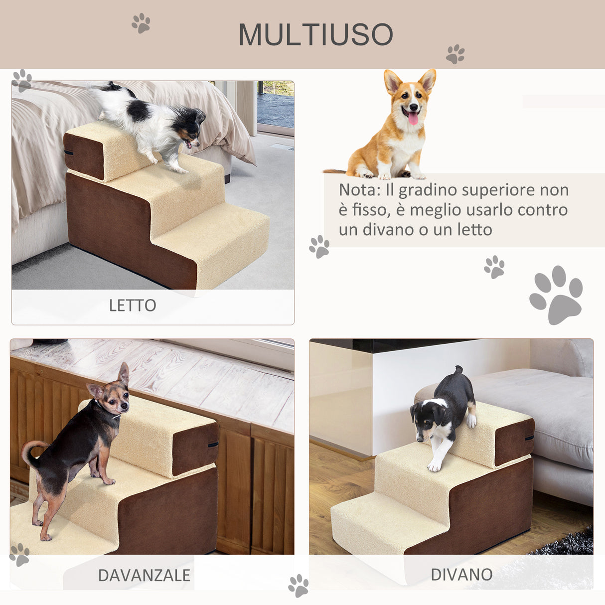 easycomfort easycomfort scaletta per cani 3 morbidi gradini rimovibili e antiscivolo 54x40x39cm