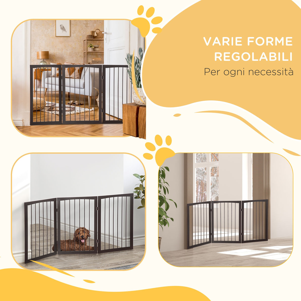 easycomfort easycomfort cancellino per cani e animali domestici a 3 sezioni divisorio di sicurezza pieghevole 160x1.2x76cm